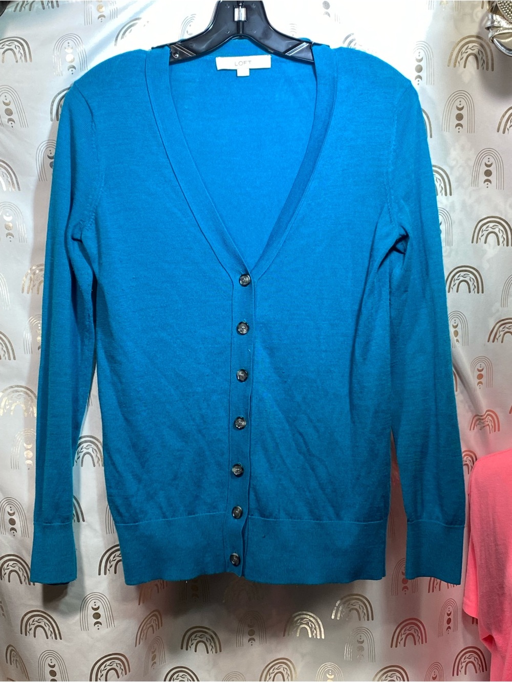 LOFT Teal V-Neck Button Cardigan